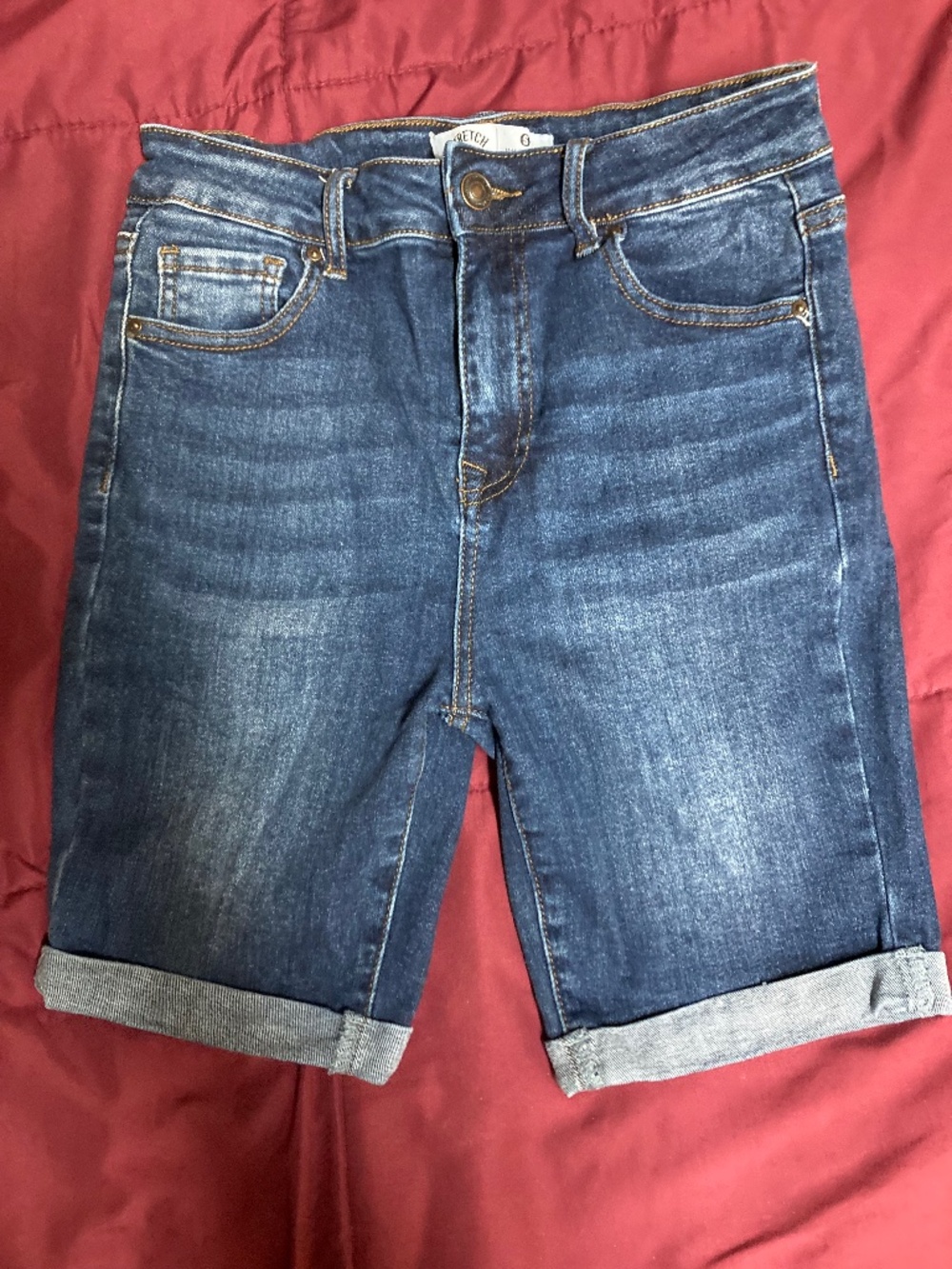 WAX Stretch Denim Bermuda Shorts | Dark Wash | Size Small